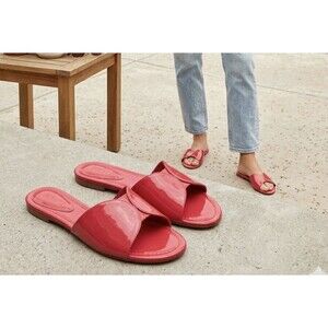 Schutz fuchsia patent sandals